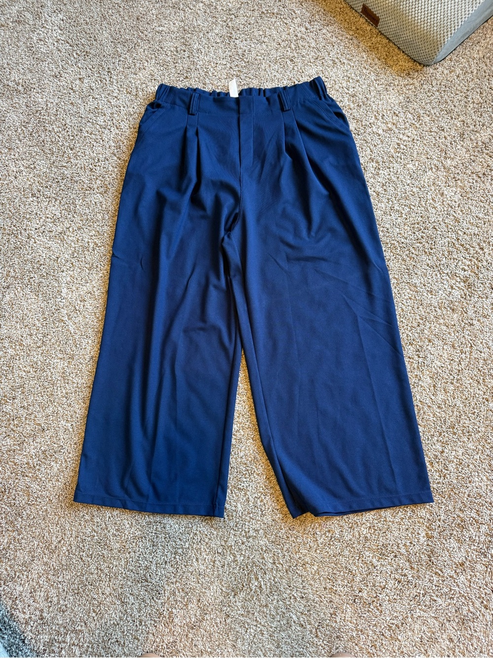 Halara Flex High Waisted Pocket Wide Leg Waffle Work Pants - Petite XL / Blue - Picture 5 of 5